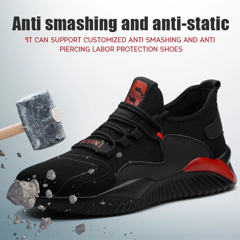 

Work Safety Shoes Men's Safety Boots Anti-smash Work Shoes With Steel Toe Shoes Men Work Boots Anti-stab Safety Sneakers Male