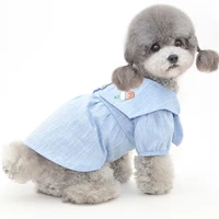 school style dog tshirt pet clothes bubble sleeve bowtie princess skirt pullover hoodies puppy cat dress for small dogs chiwawa