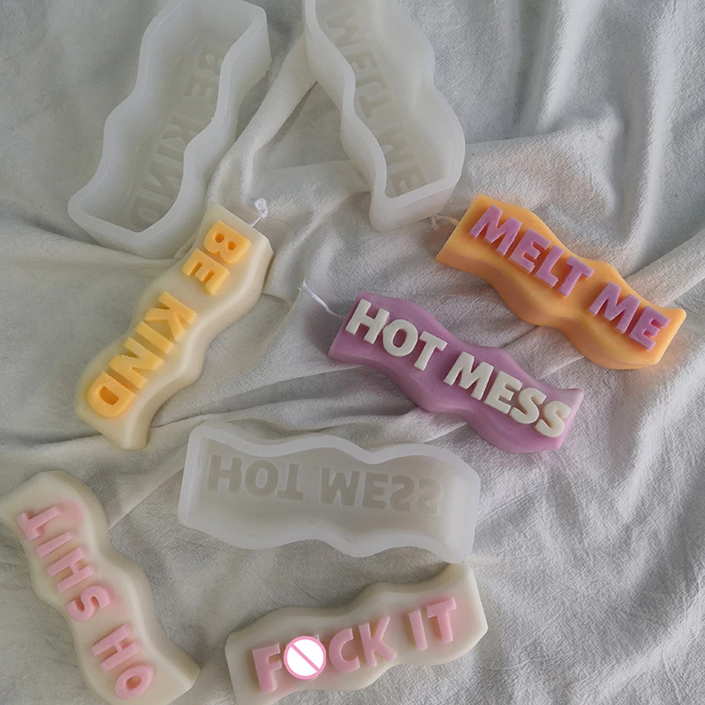 

3D Letters Wave Silicone Candle Mold Handmade Scented Candle Making Kits Ice Cube Soap Resin Mould DIY Home Decor Party Gifts