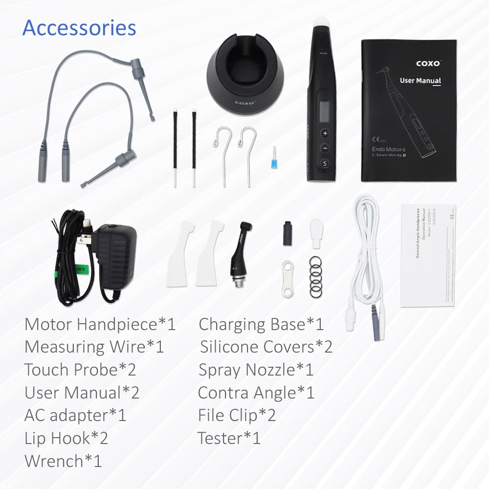 Фото COXO C-SMART MINI AP+ Беспроводной эндодонтический мотор с апекс-локатором, 100-2500 об/мин, 0.6-5.0 Н·см, стоматологический наконечник 6:1 №4