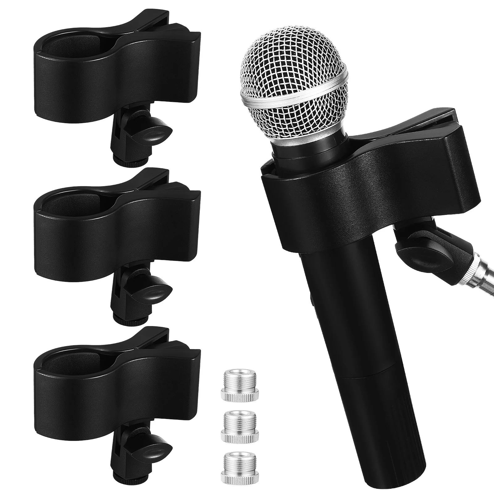 

3 Pcs Microphone Clip Stand Clips Fix Wireless Microphones Holder Clamps Speaking Stands