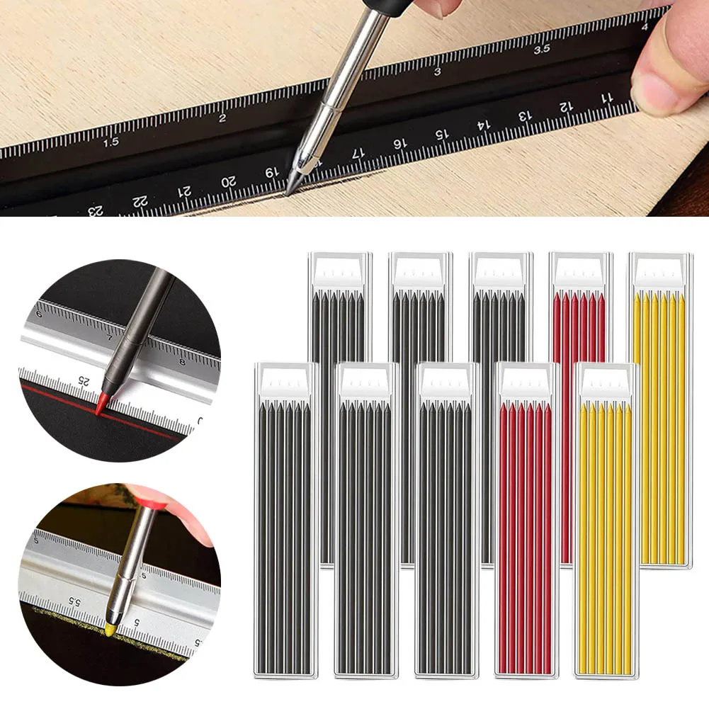 

60pcs Solid Carpenter Pencil Refill Leads 3 Colors Replace Hole Mechanical Carpentry Marking Scriber Woodworking Tools