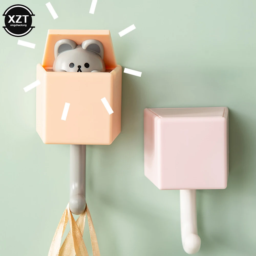 

1PCS Creative Cute Cat Hook Seamless Dormitory Bedroom Door Hangers Hooks Key Umbrella Towel Cap Coat Rack Home Wall Decoration