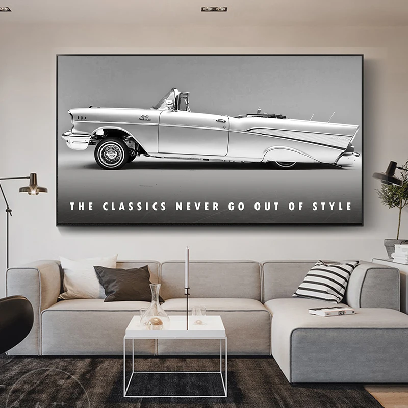 

Classic Vintage Silver Car Photography Posters Room Decoration Interior Decoration for Home Room Decoration Poster