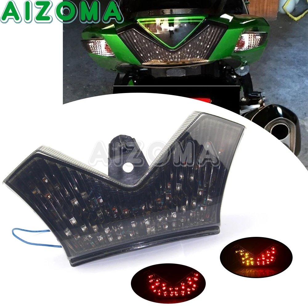 

For Kawasaki Ninja ZX14 ZX14R ZZR1400 LED Tail Light Integrated Taillight Motorcycle Rear Brake Run Indicator Lamp 2006-2019