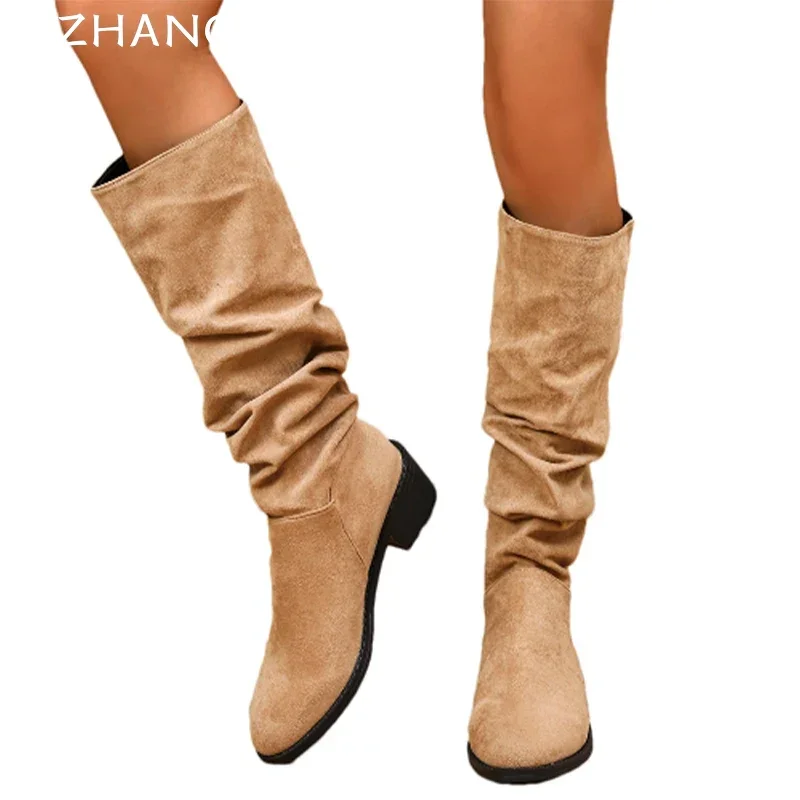 Женские замшевые высокие сапоги с леопардовым принтом женские туфли до колена на