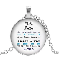 fashion 2019 new handmade necklace merci maitresse glass pendant necklace personalized gift necklace