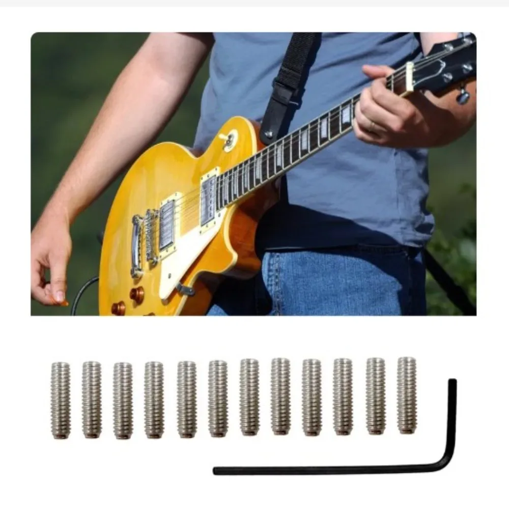 

Silver Fender Bridge Saddle Screws Metal Accessory Screws for Fender Series Strong String Screw+hexagonal Wrench