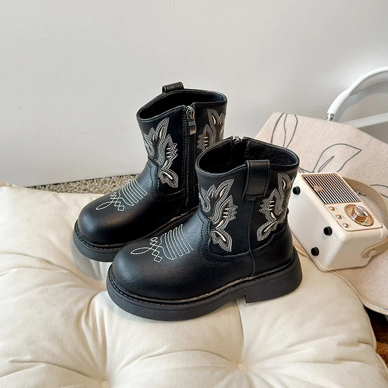 Детские осенние новые ковбойские сапоги в стиле вестерн стильные повседневные