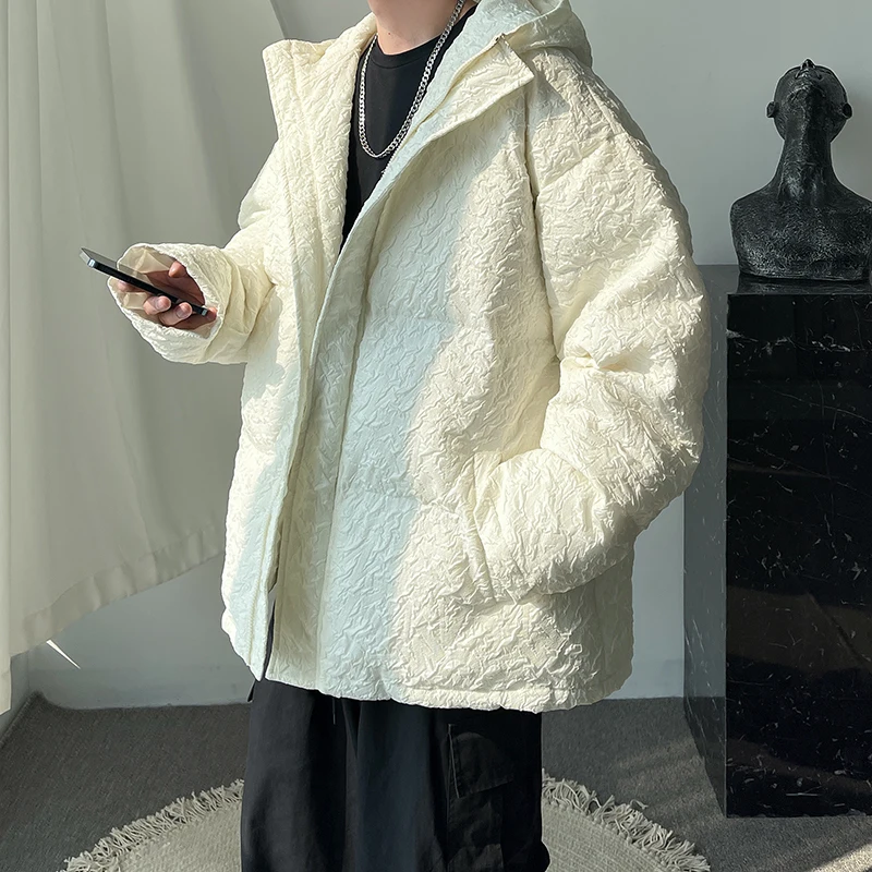 Winter Men's Cotton Padded Parkas Hooded Loose Thicken Jackets Warm Coats Outwear