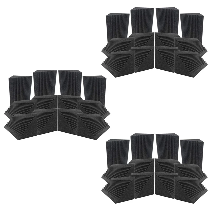 

36 Pcs Sound-Absorbing Foam Board,Bass Trap Wedge-Shape Brick,Sound-Absorbing Foam Sound Insulation Treatment,12X12x24cm