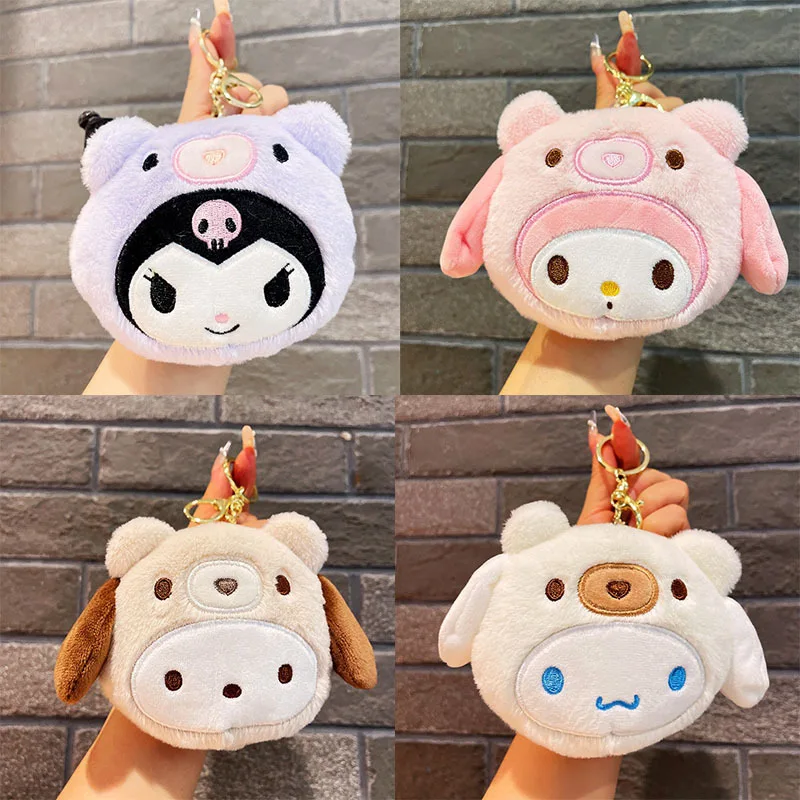 

Kawaii Sanrio плюшевые игрушки Cinnamoroll сумка Kuromi My Melody Брелок Кошелек для монет подвеска на рюкзак аниме плюшевый Кошелек сумка для хранения
