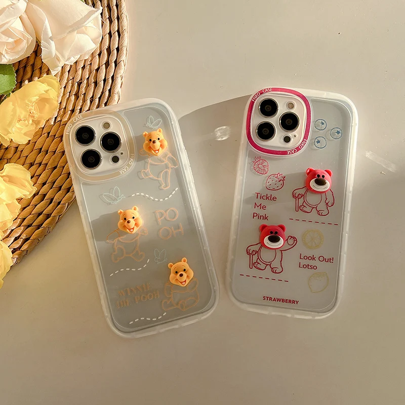 

Disney Winnie the Pooh Lotso 3D Cartoon Phone Case for iPhone 11 12 13 mini pro XS MAX 8 7 Plus X XR Cover