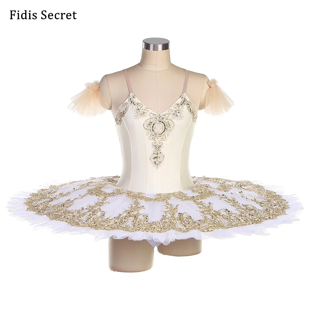 

Women Sleeping Beauty Ivory Pancake Ballet Tutu Stage Wear,Girls Child Ballerina Flower Fairy Princess Performance Dance Costume