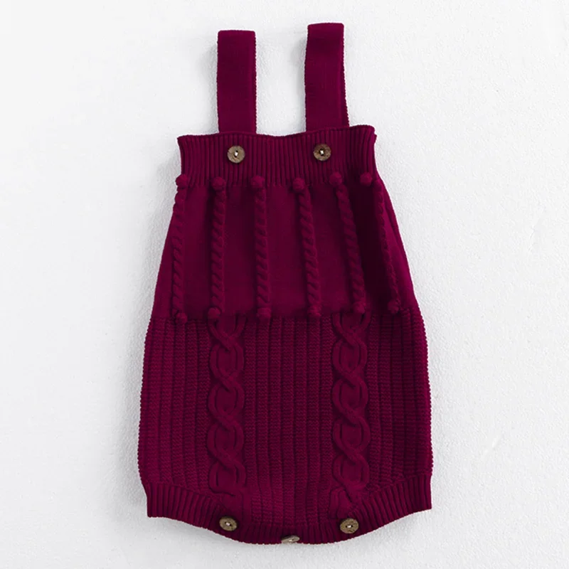 Осенний детский вязаный костюм зимний комбинезон для новорожденных девочек