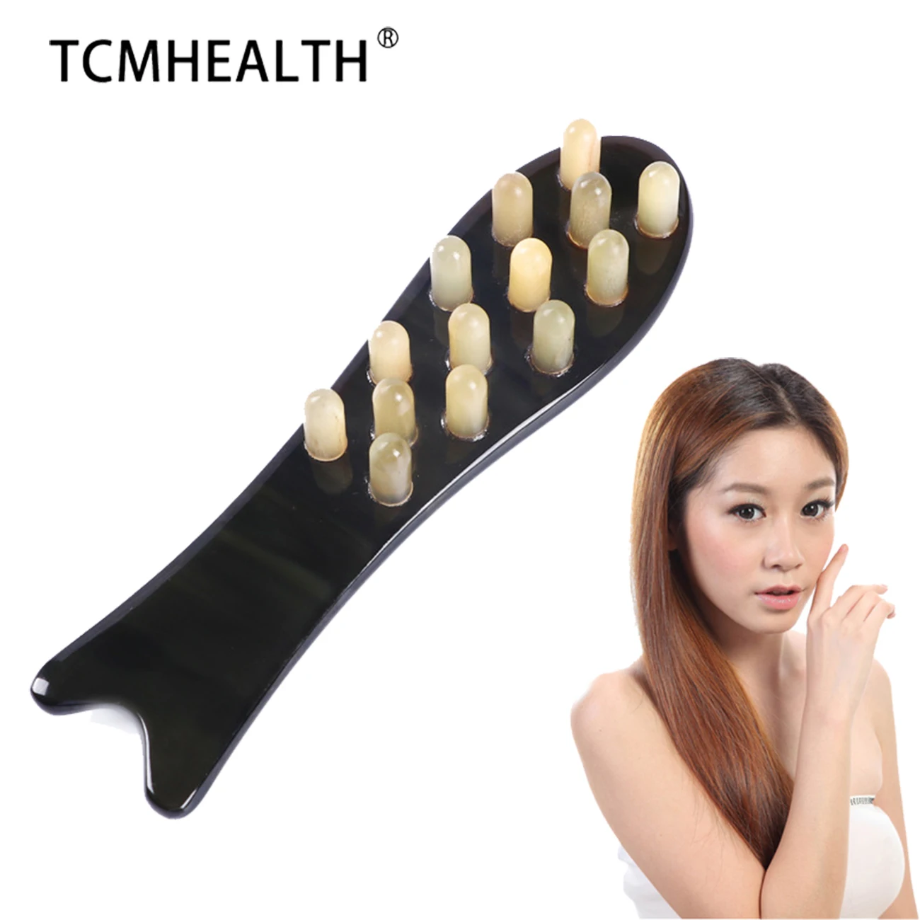 

TCMHEALTH 100% Natural Ox Horn Massager for Head Body Hair Comb Massage Brush Slimming Spa Anti Cellulite Acupuncture Acupoint