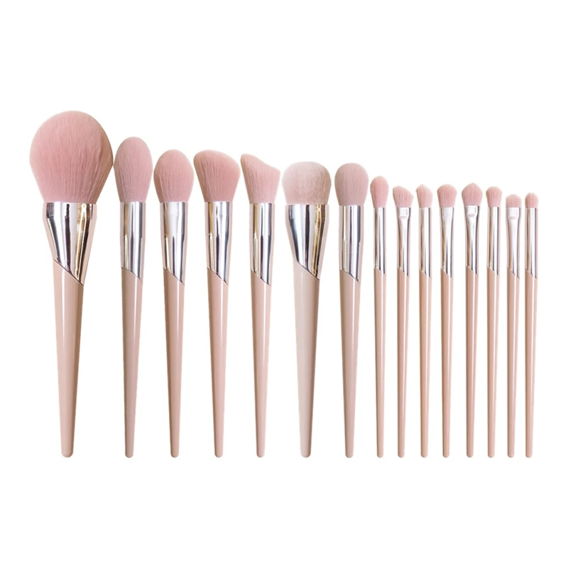 

1 Set Of 16 Girly Nude Pink Makeup Brush Sets, Plus Storage Bag, Easy To Use