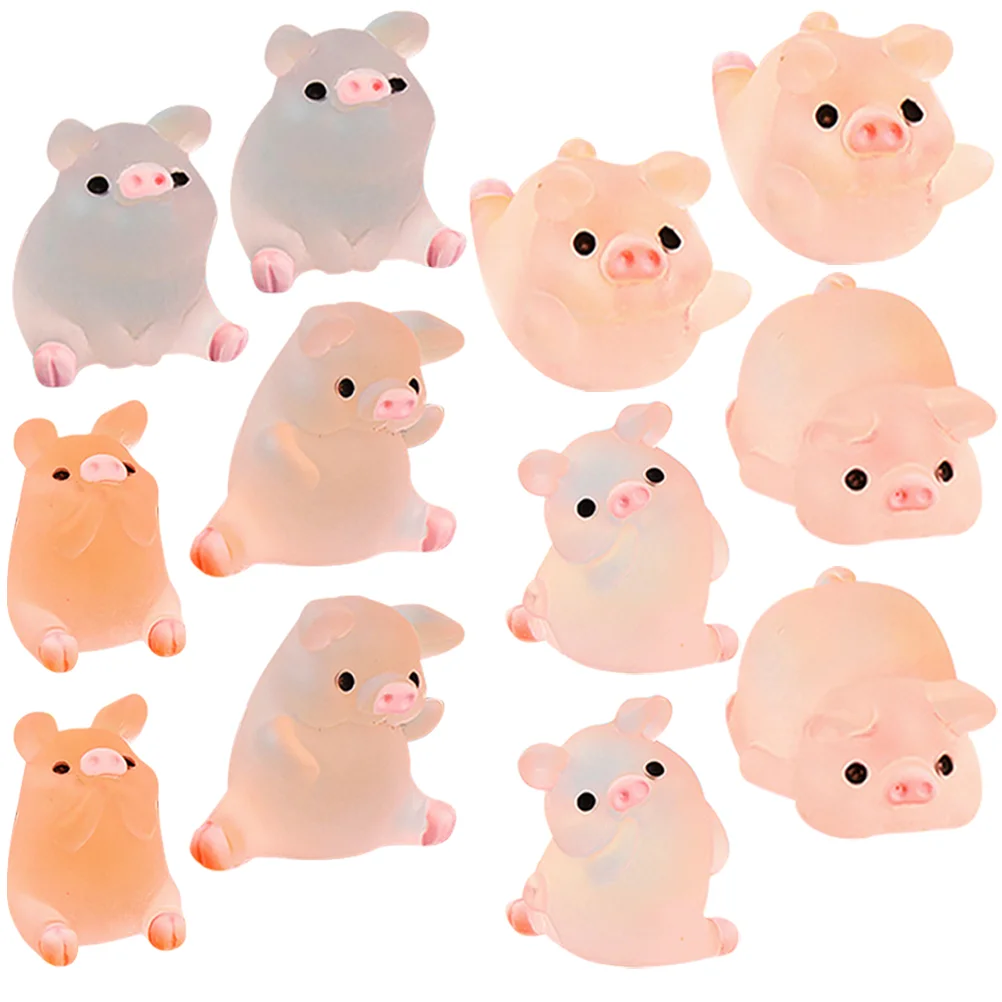 

12 Pcs Miniatures Piggy Ornament Photo Frames Ornaments Resin Charm Statuette DIY Crafts Decor Jewelry Materials
