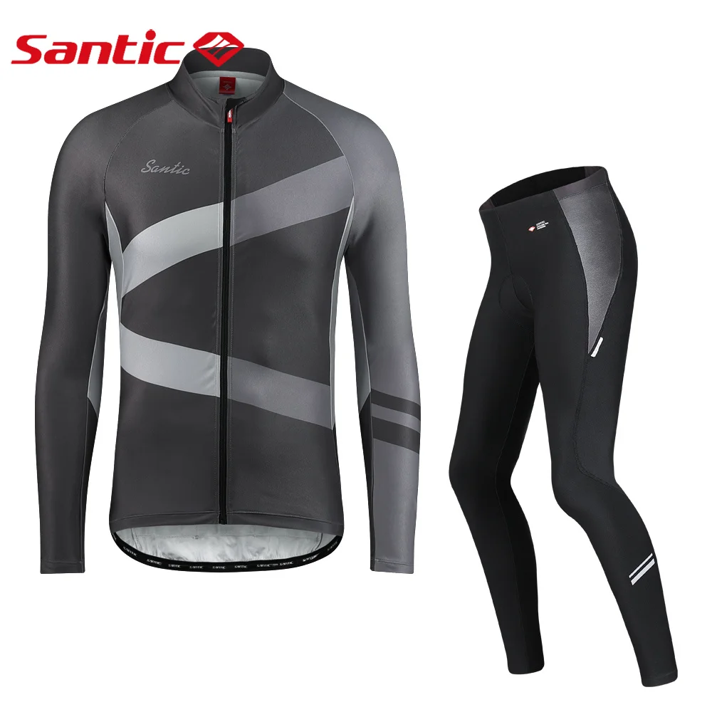 Велосипедные комплекты Santic зимний флисовый велосипедный костюм из Джерси одежда