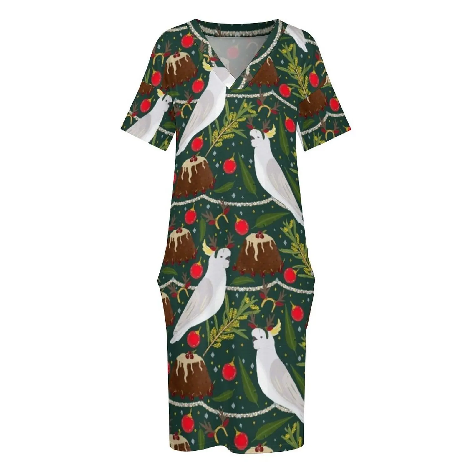 Рождественское платье с карманами из полиэстера