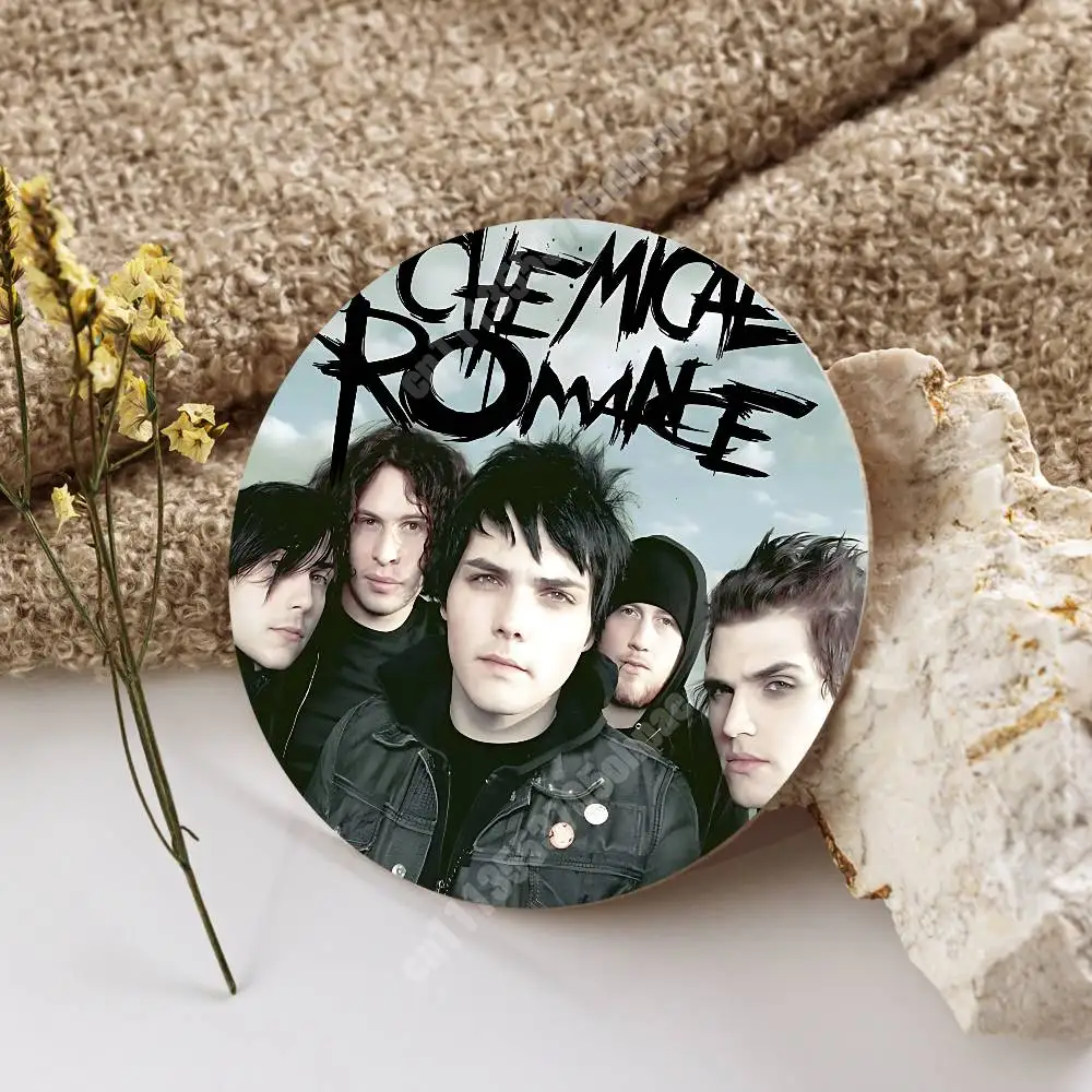 Фото Деревянная подставка для чашек My C-Chemical R-Romance MCR Band для капучино, водки, сока, воды, для цветочного магазина №2