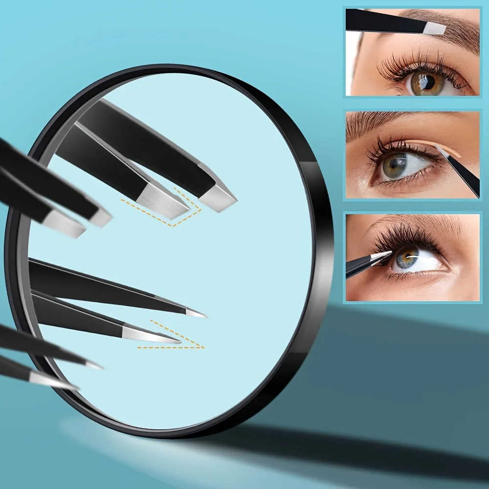 1/3/6 шт. увеличительное зеркало и набор пинцетов для бровей зеркала макияжа с