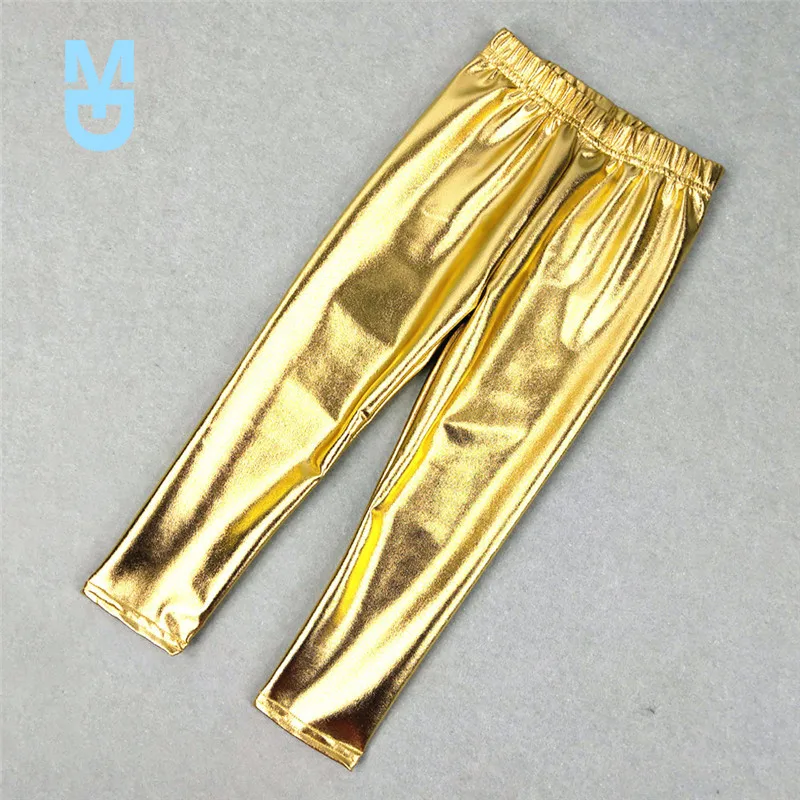 

New Children Girls Leggings Shiny Gold Silver Long Boys Punk Pants Autumn Spring Kids Pants Leggins