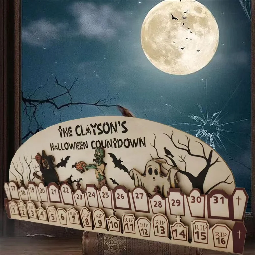 

Wooden Halloween Advent Calendar Countdown Advent Calendar 2023 Festival Theme Ornament Table Home Decoration Crafts