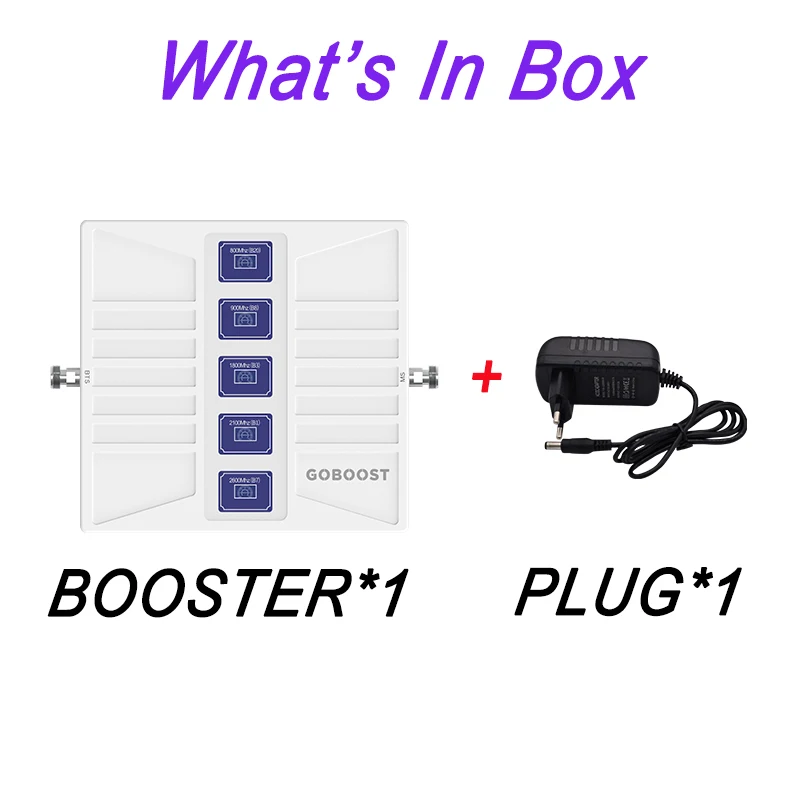 GOBOOST Five Band Cellular Amplifier B20 800 900 1800 2100 2600 Cell Mobile Phone Signla Repeater B28 850 1700 1900 B7 Booster
