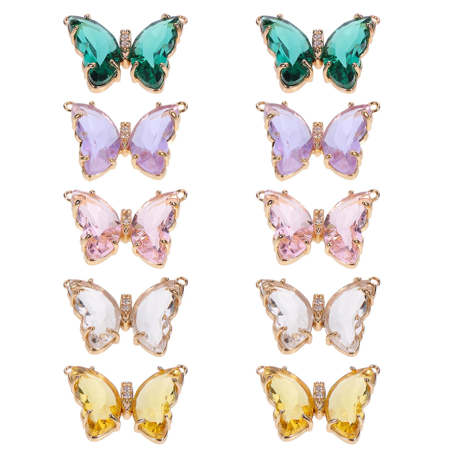 

10 Pcs Butterfly Accessories Metal Nail Charms Semi-finished Jewelry DIY Decoration Product Bright Pendant Making
