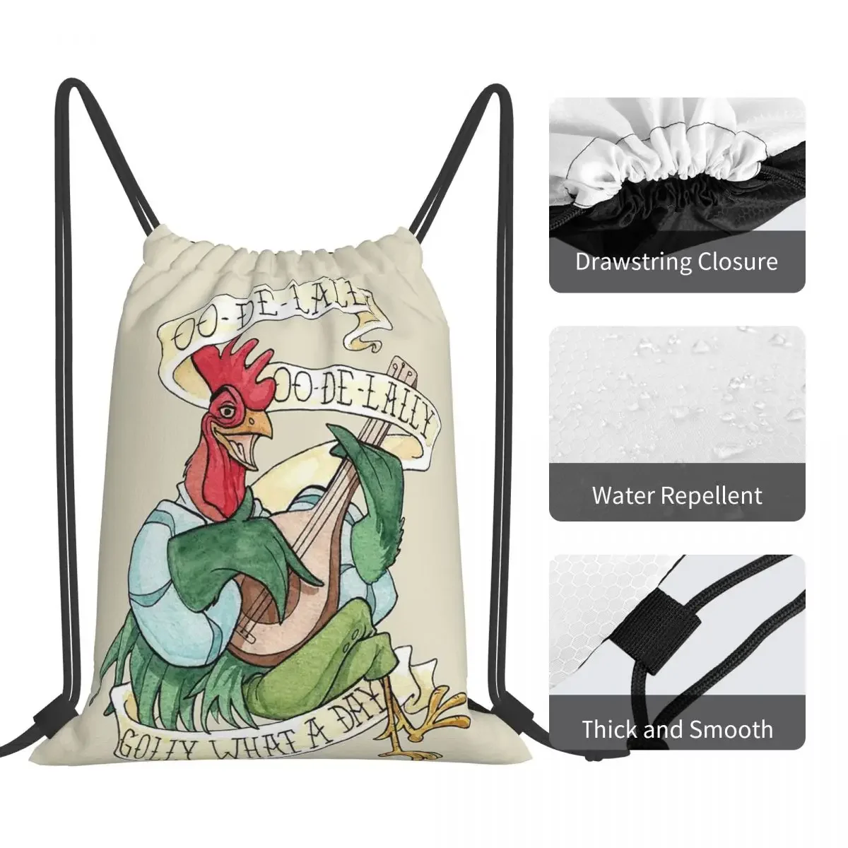 Alan-A-Dale Rooster OO-De-Lally Golly Рюкзаки Сумки на шнурке Пучок Карманная сумка для обуви
