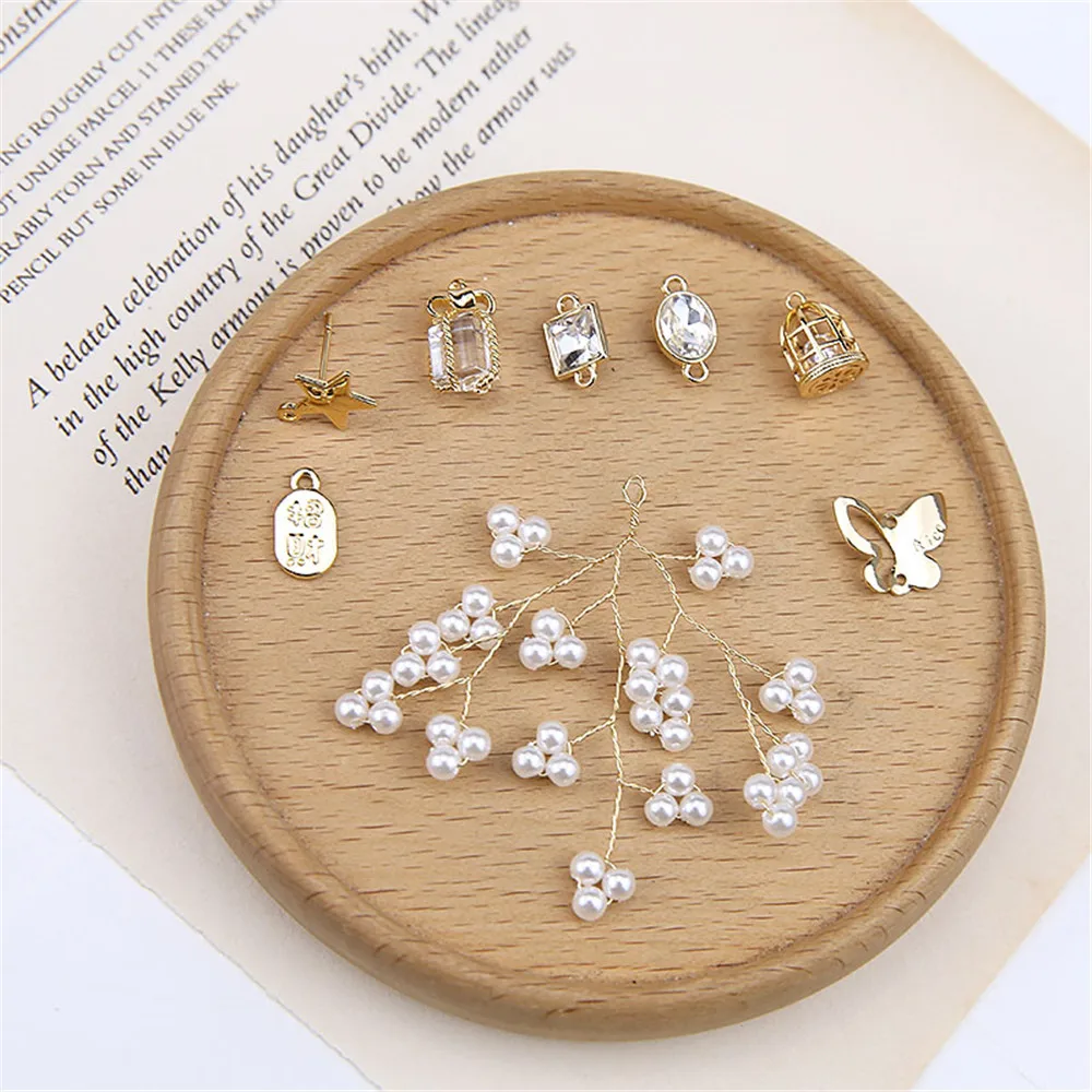 

DIY Handmade Jewelry Color Preserving Copper Plated True Gold Pearl Zircon Gift Butterfly Five Point Star Earrings Material
