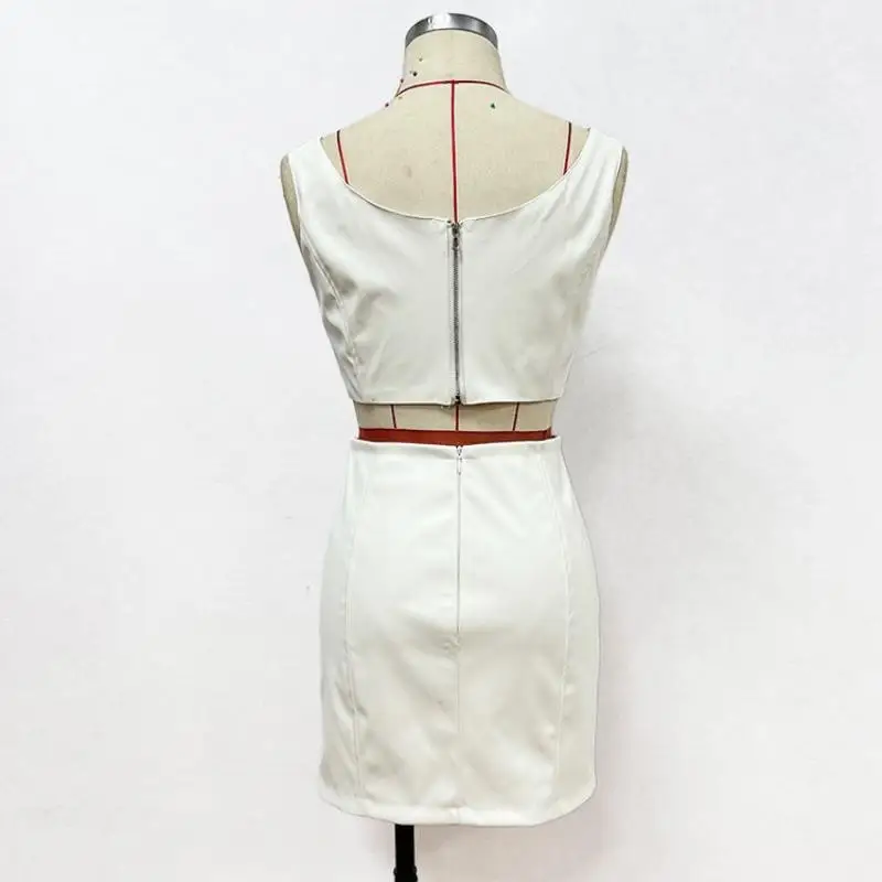 Женские облегающие костюмы из искусственной кожи белые топы на пуговицах и