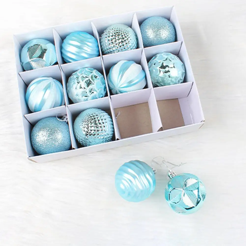 

12 шт./компл. Рождественская елка, цветной шар, ударопрочный яркий цвет, гальваническое покрытие, сцена, макет, легкая подвеска, рождевечерние...