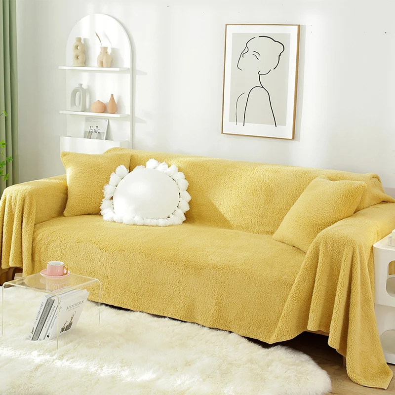 

Плюшевая подушка для дивана, утолщенные Нескользящие высококачественные простые Чехлы, полноразмерное теплое устойчивое к царапинам покр...