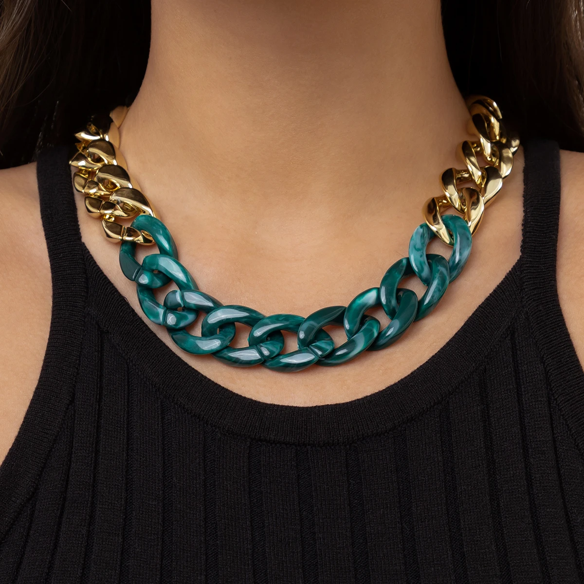 Ожерелье IngeSight.Z женское из акриловой смолы цветной толстый чокер в стиле панк