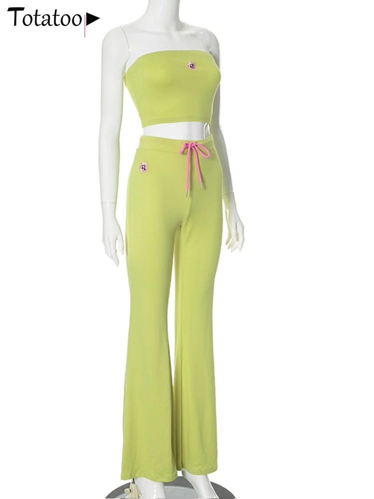 Однотонный комплект из двух предметов с цветочной вышивкой Totatoop женский летний