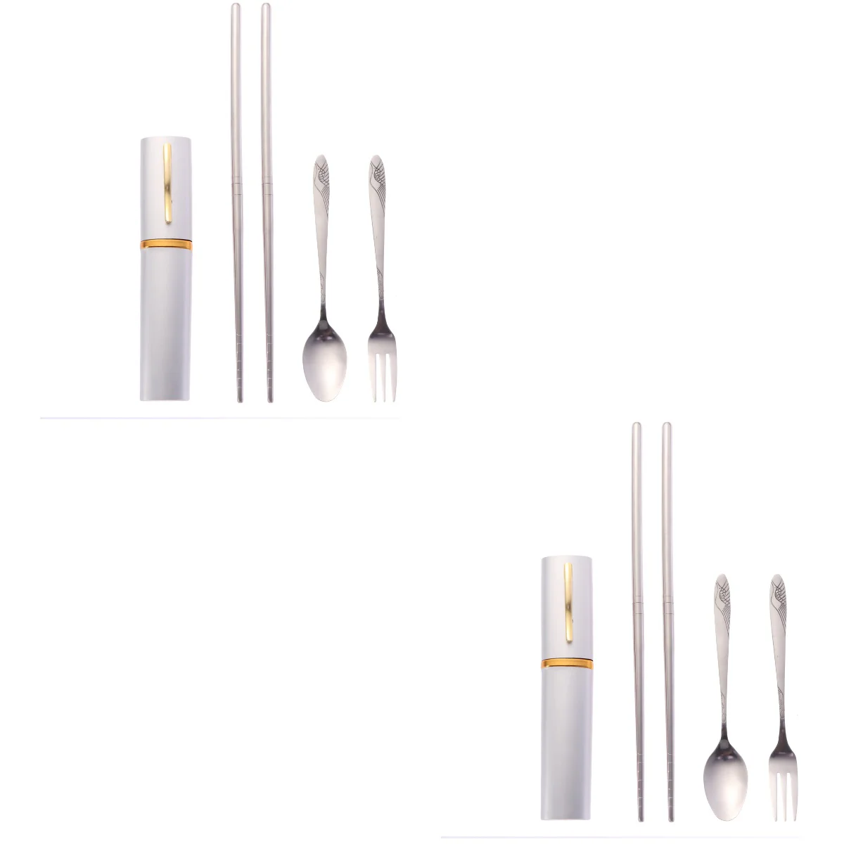 

2pcs Stainless Steel Portable Tableware Set Dinner Service Folding Chopsticks Spoon Fork Cutlery Set with Case for Travel Home