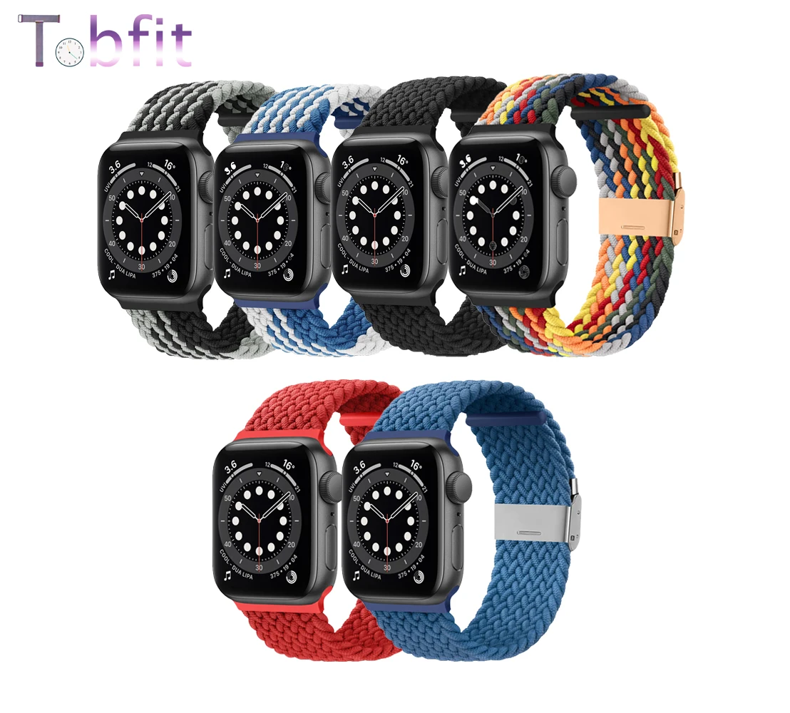 For Apple Watch Bracelet Braided Solo Loop Nylon Band 44mm 38mm SE Strap For Iwatch 7 45mm 40mm Series 6 5 4 3 2 WristBand 42mm
