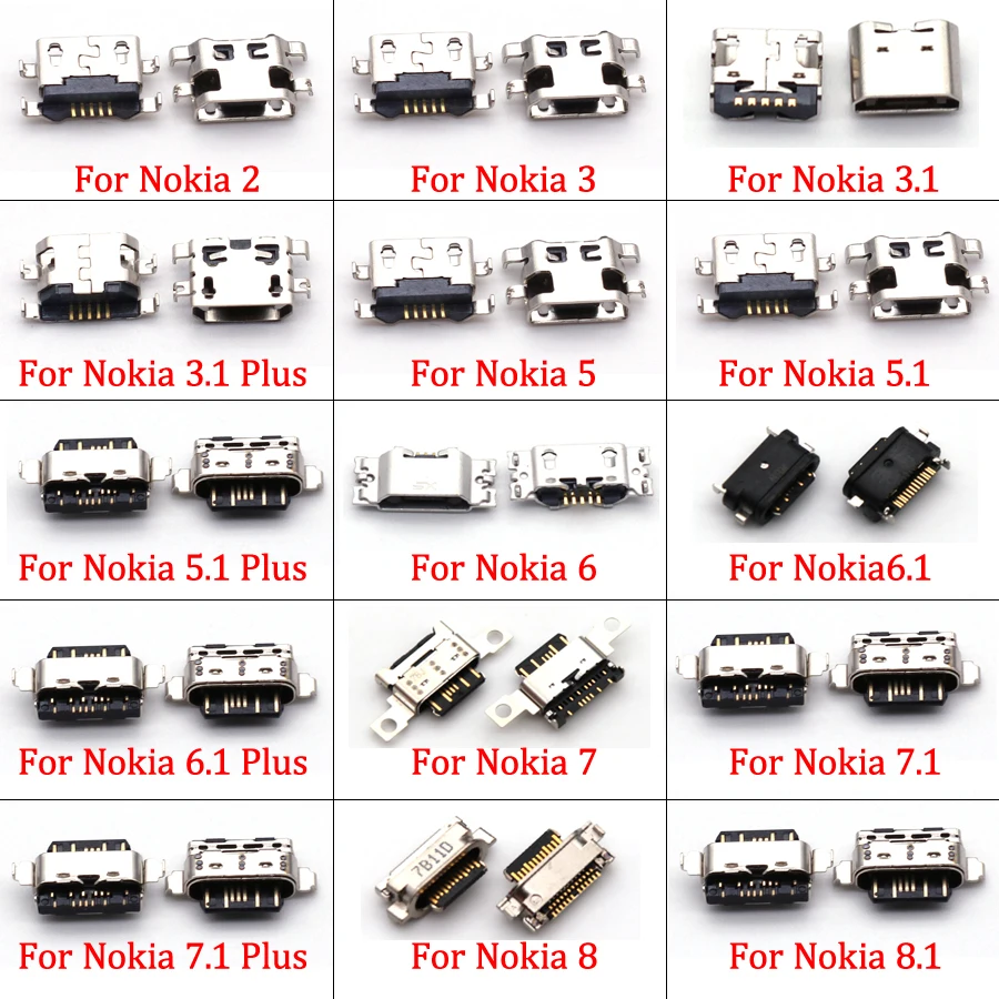 

10Pcs For Nokia 2 3 5 6 7 8 3.1 5.1 6.1 7.1 Plus X5 X6 USB Charger Charging Dock Port Connector Flex Cable