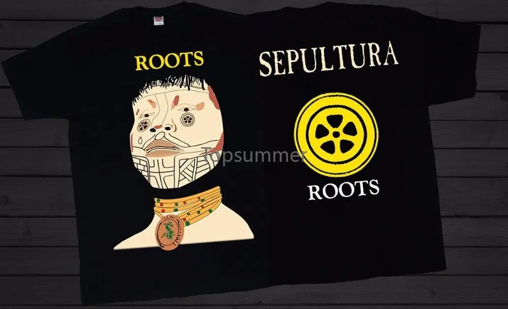 Sale 100% Cotton T Shirt Men'S Short Sleeve Printed O-Neck Sepultura Roots Brazilian Heavy Metal Band T-Shirt Sizes:S To 3Xl Tee