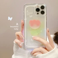 fashion laser cute flower clear phone case for iphone 13 pro max 12 11 x xs xr 7 8 plus se2020 transparent soft shockproof cover