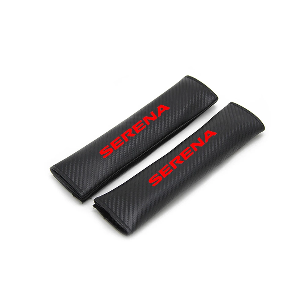 

For Nissan SERENA Car Safety Seat Belt Harness Shoulder Adjuster Pad Cover Carbon Fiber Protection Cover Car Styling 2pcs