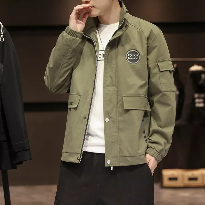 

Jacket Men's Jacket 2021 New Spring And Autumn Trend Casual Work Clothes Handsome And Versatile Solid Color Pocket Men's