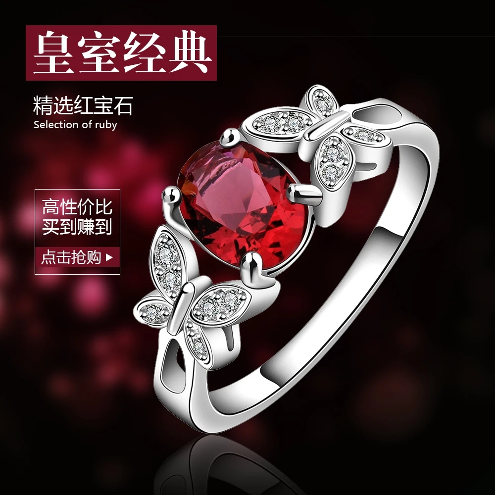 

ANGLANG Luxury Women Butterfly Engagement Rings AAA Red Cubic Zirconia Proposal Rings for Girlfriend Fine Anniversary Gift