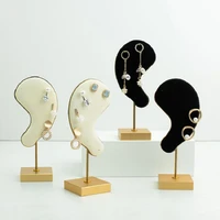 new fashion earring display stand multi color microfiber earring holder ear shaped ear clip stud jewelry display organizer stand