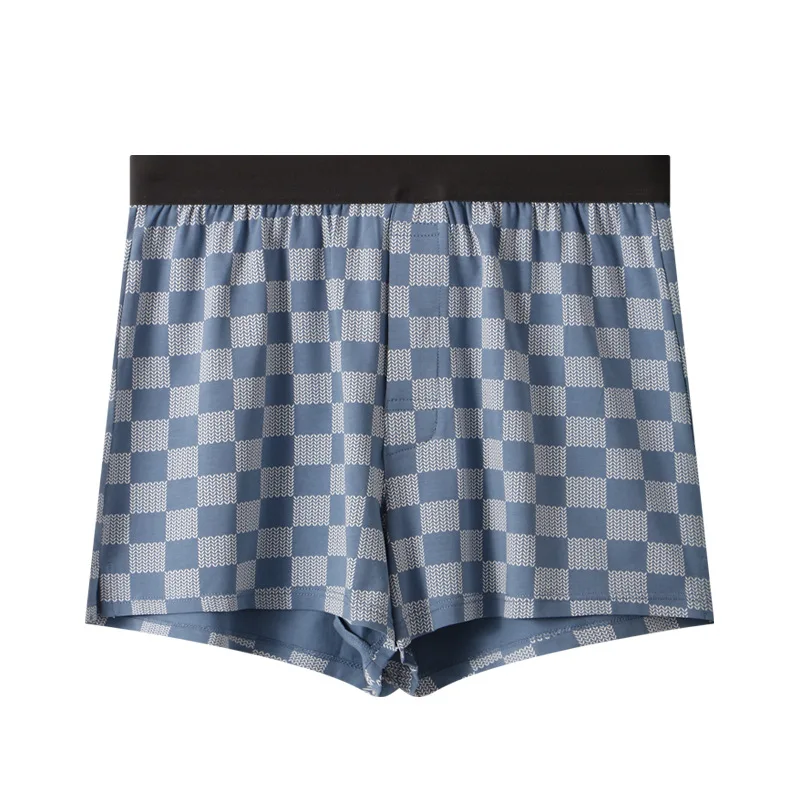 

Men's Boxers Cotton Modal Underwear Trunks Soft Comfortable Homewear Arrow Panties Plaid Waistband Boxer Shorts Loose Underpants