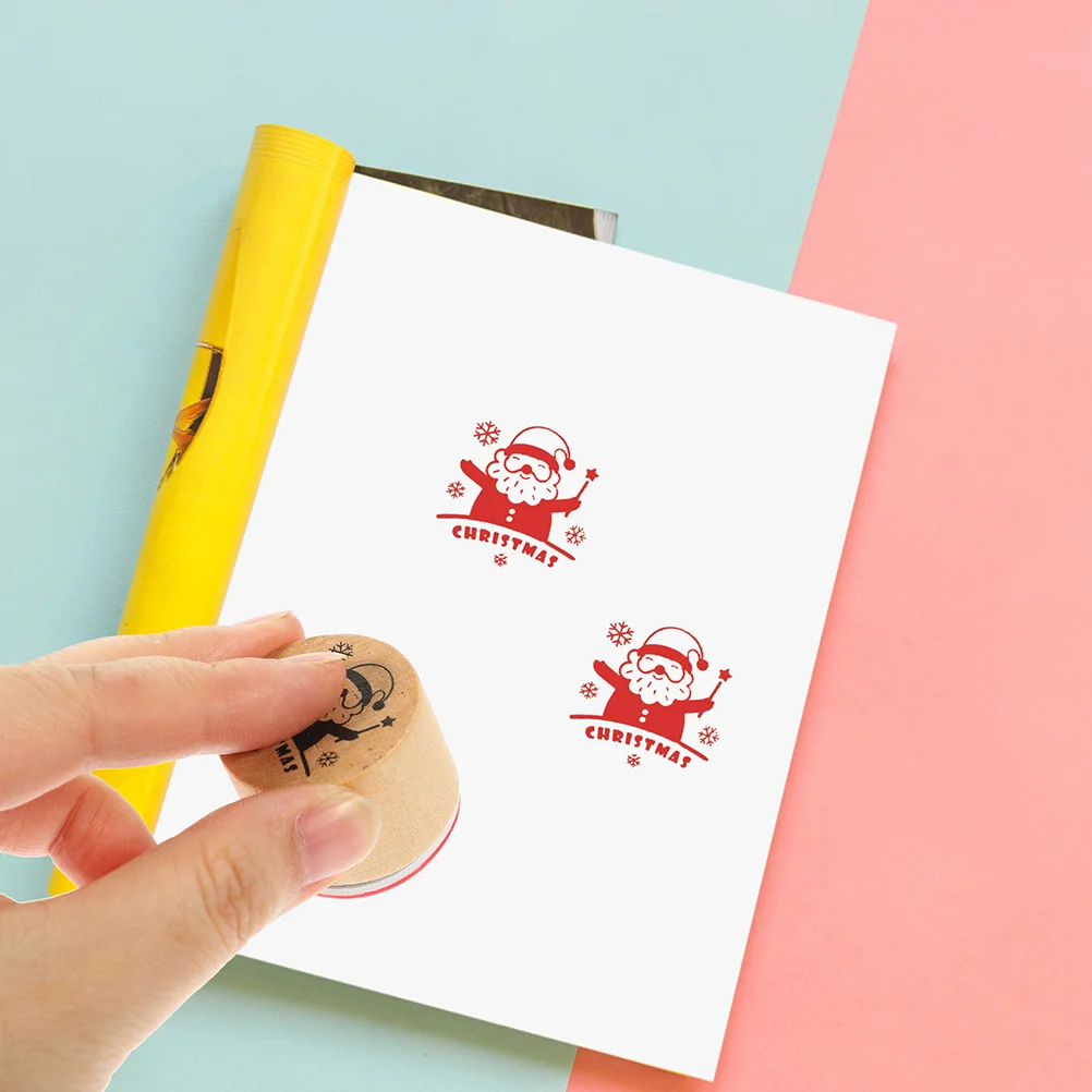 

12pcs Christmas Stampers Wooden Stamps Crafts Stamps Xmas Inking Stamper Christmas Stamps