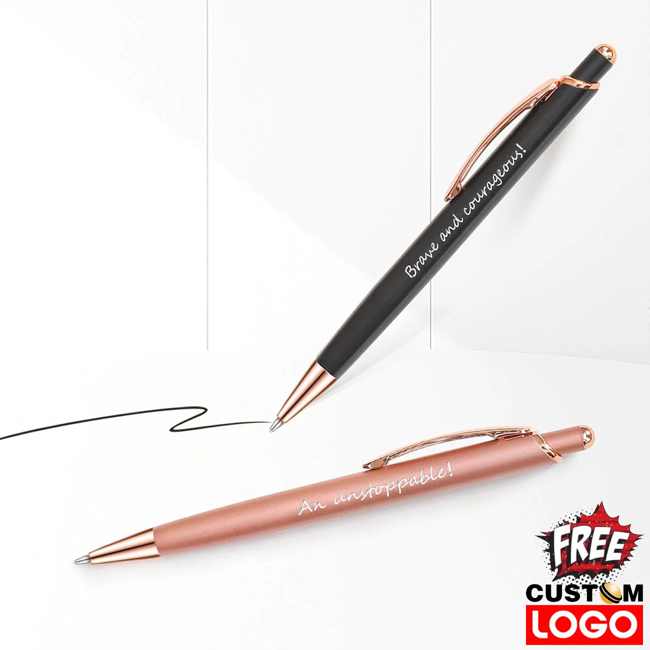 Нажимной металл розовое золото черная шариковая ручка студенческие ручки для