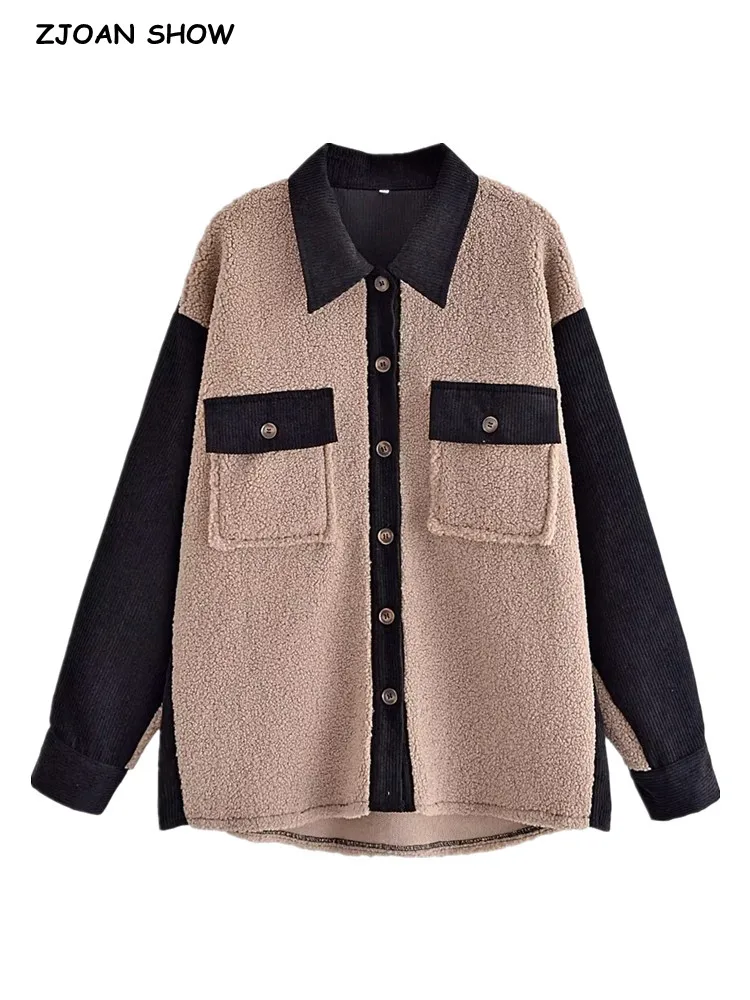 

Женское вельветовое пальто цвета хаки, черное вельветовое пальто с отложным воротником и карманами, с пушистыми центральными пуговицами, т...